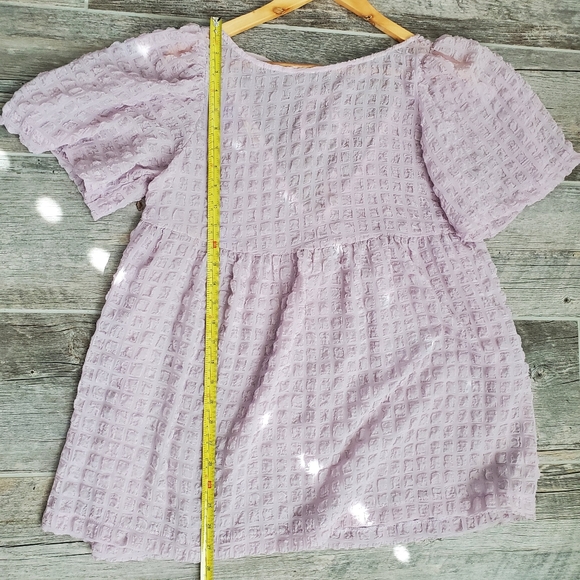 Urban Outfitters Bell Sleeved Waffle Boho Flowy Lavender Lilac TunicTop M - Picture 6 of 7